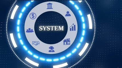 A System Business concept on a futuristic ,Blue wave digital data flow. Seamless loop technology network background concept . Futuristic digital technology animated background concept. - Powered by Adobe