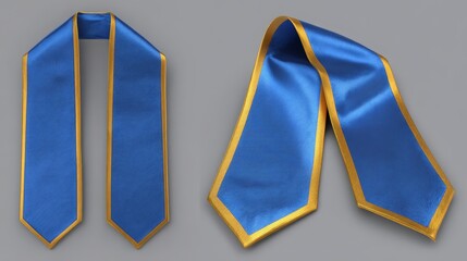 blue satin academic stole mockup, graduation regalia and honor society presentations