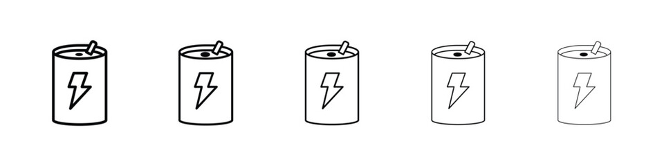 Energy drink icon Outline and flat style designs