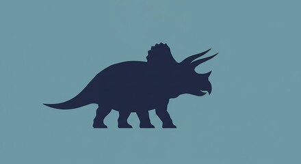 Triceratops Silhouette on Blue Background