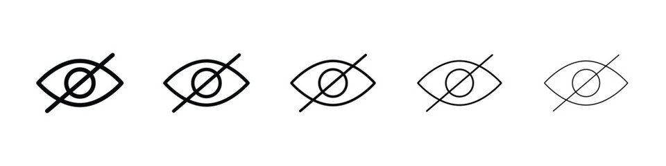 Eye crossed icon Outline and flat style designs