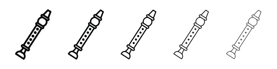Flute icon Outline and flat style designs