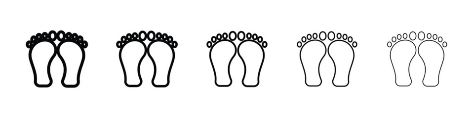 Foot icon Outline and flat style designs