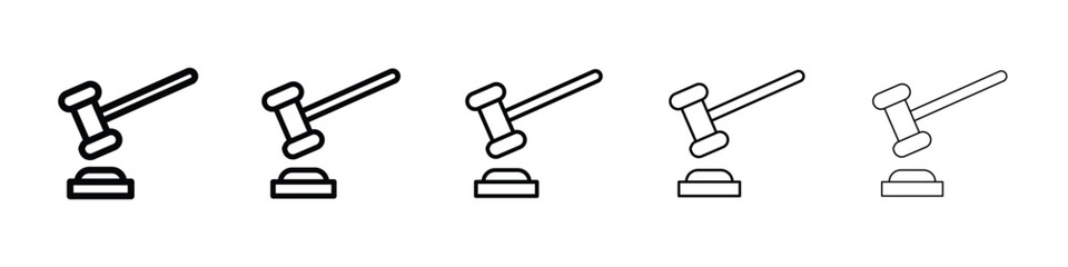 Gavel icon Outline and flat style designs