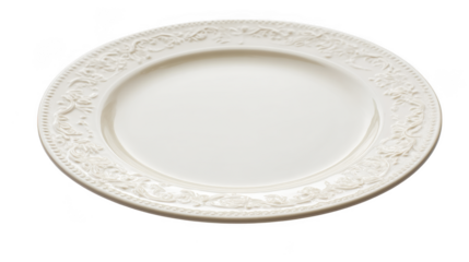 White decorative plate isolated on transparent background, PNG