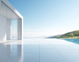 Obraz premium Modern Minimalist House with Infinity Pool and Stunning Ocean View