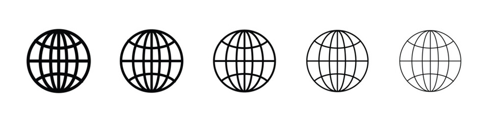 Globe icon Outline and flat style designs