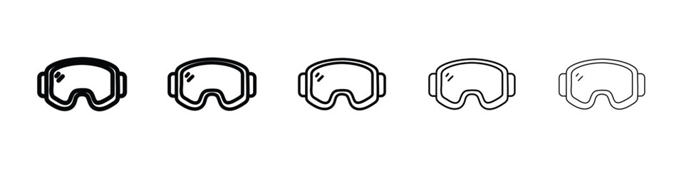 Goggles icon Outline and flat style designs