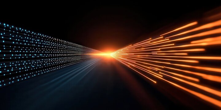 economy growth demand concept. Dynamic light streaks converge towards a bright center, creating a sense of speed and motion.
