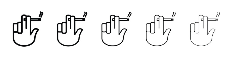 Fototapeta premium Hand holding cigarette icon Outline and flat style designs