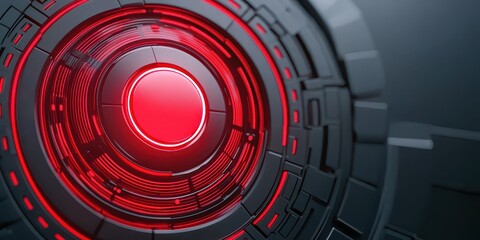 economy growth demand concept. Futuristic abstract design featuring a red circular element and intricate patterns.