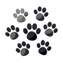 Fototapeta premium International Cat Day Vector - Cute Cat Illustrations and Paw Prints on White Background