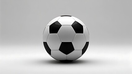 A soccer ball, centered in the image, is depicted in a studio setting.