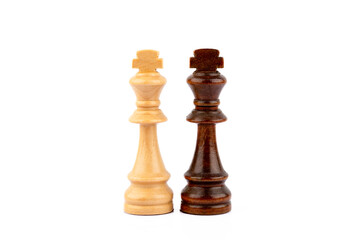 Chess game pieces on white background