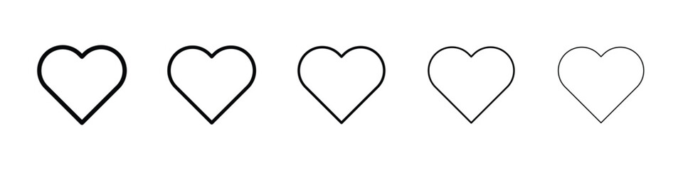 Heart icon Outline and flat style designs