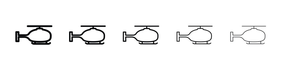 Helicopter icon Outline and flat style designs
