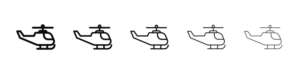 Helicopter icon Outline and flat style designs