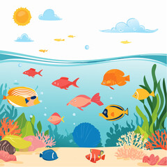 Fototapeta premium illustration of fish in the sea