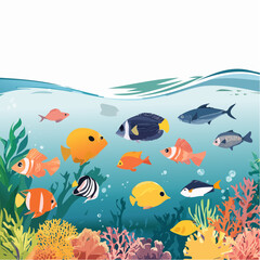 Naklejka premium illustration of tropical fish in the sea
