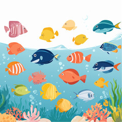 Fototapeta premium illustration of fish in ocean