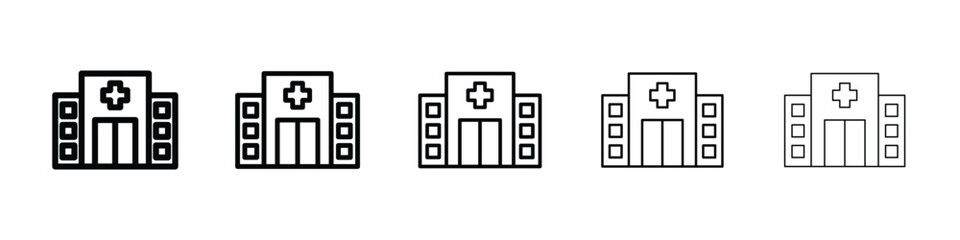 Hospital building icon Outline and flat style designs