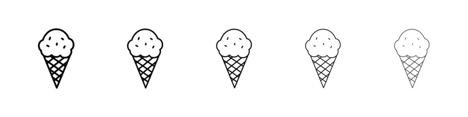 Ice cream icon Outline and flat style designs