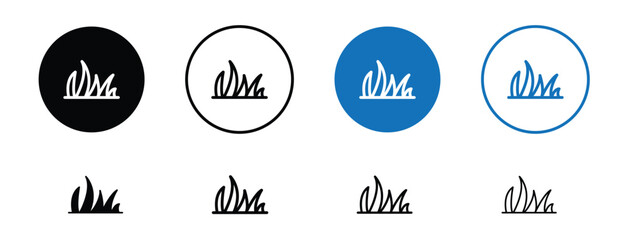 Set of colored pixel perfect Grass icon with 1 unexpanded, 1 silhouette,  Blades of grass icon often used to symbolize nature, environment, or lawn care. 