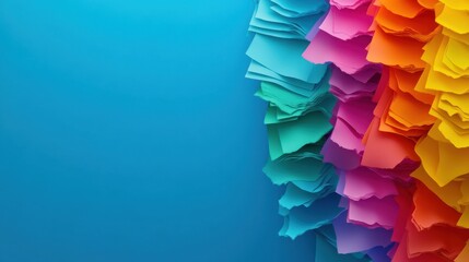 LGBT Pride rainbow flag over blue background with empty space for text. Diversity, love, freedom and LGBT concept.