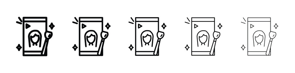 Makeup tutorial video icon Outline and flat style designs