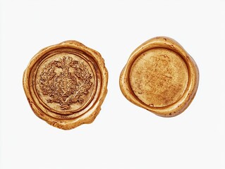 Wax seals showing an impression of a crest, symbol of heritage and tradition in a textured design.