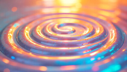 colorful swirling water ripples, abstract circular water pattern, vibrant concentric circles, shimmering water surface, mesmerizing water ripple effect, 32K Resolution