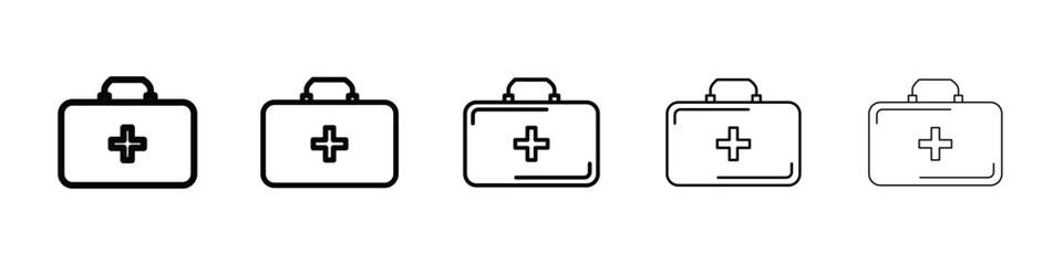 Medical aid kit icon Outline and flat style designs
