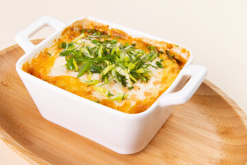 Julienne with meat and herbs.