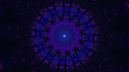Blue and purple abstract background with star in the center. Kaleidoscope VJ loop. 3D rendering - Powered by Adobe