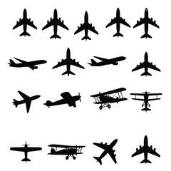 set of silhouettes of planes
