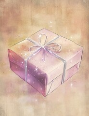 Sparkling gift box tied with ribbon, perfect for celebrations, surprises, and conveying heartfelt messages.