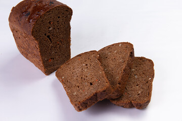 Black bread on a white background.