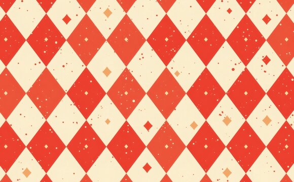 Fototapeta seamless diamond pattern in red and beige colors. Argyle classic fabric design. Diamond or lozenge simple background.