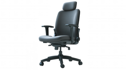 Ergonomic office chair isolated on transparent background, PNG