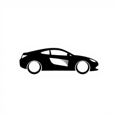 Sleek Coupe Silhouette Black and White Sports Car Illustration