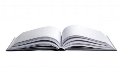 Open book with blank pages isolated on transparent background, PNG