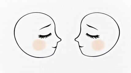 Minimalist Line Art Illustration Two Faces in Gentle Embrace, Representing Connection, Empathy, and Peaceful Understanding