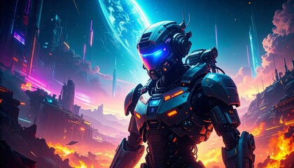 Fototapeta premium robot cyborg soldier