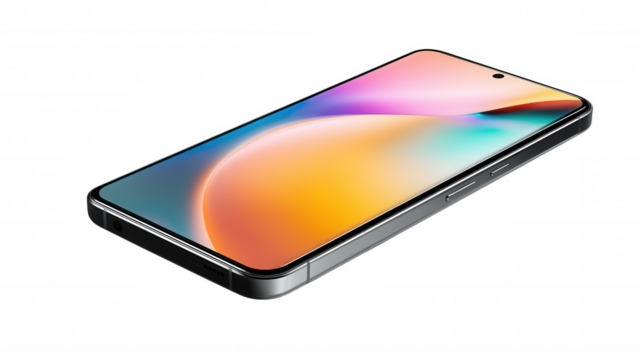 Modern smartphone isolated on transparent background, PNG