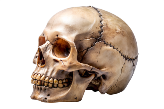 Detailed Anatomical Human Skull Model  A Three-Quarter View