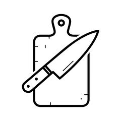 Kitchen knife and cutting board set for cooking.  Essential kitchen tools for preparing food during holiday season. Stylish kitchenware for new year or christmas cooking.  Perfect image for cookbook