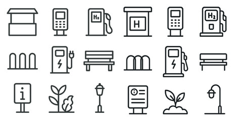 Fototapeta premium Sustainable energy and electric vehicle icons for modern design projects