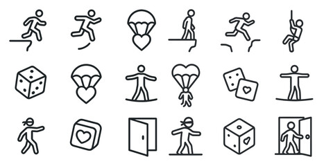 Adventure activities and games icons for recreation design