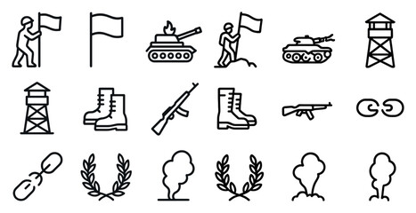Fototapeta premium Military icons and symbols collection for design and decoration
