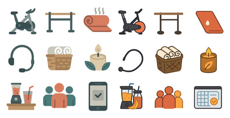 Fitness and wellness icons set for apps and websites design